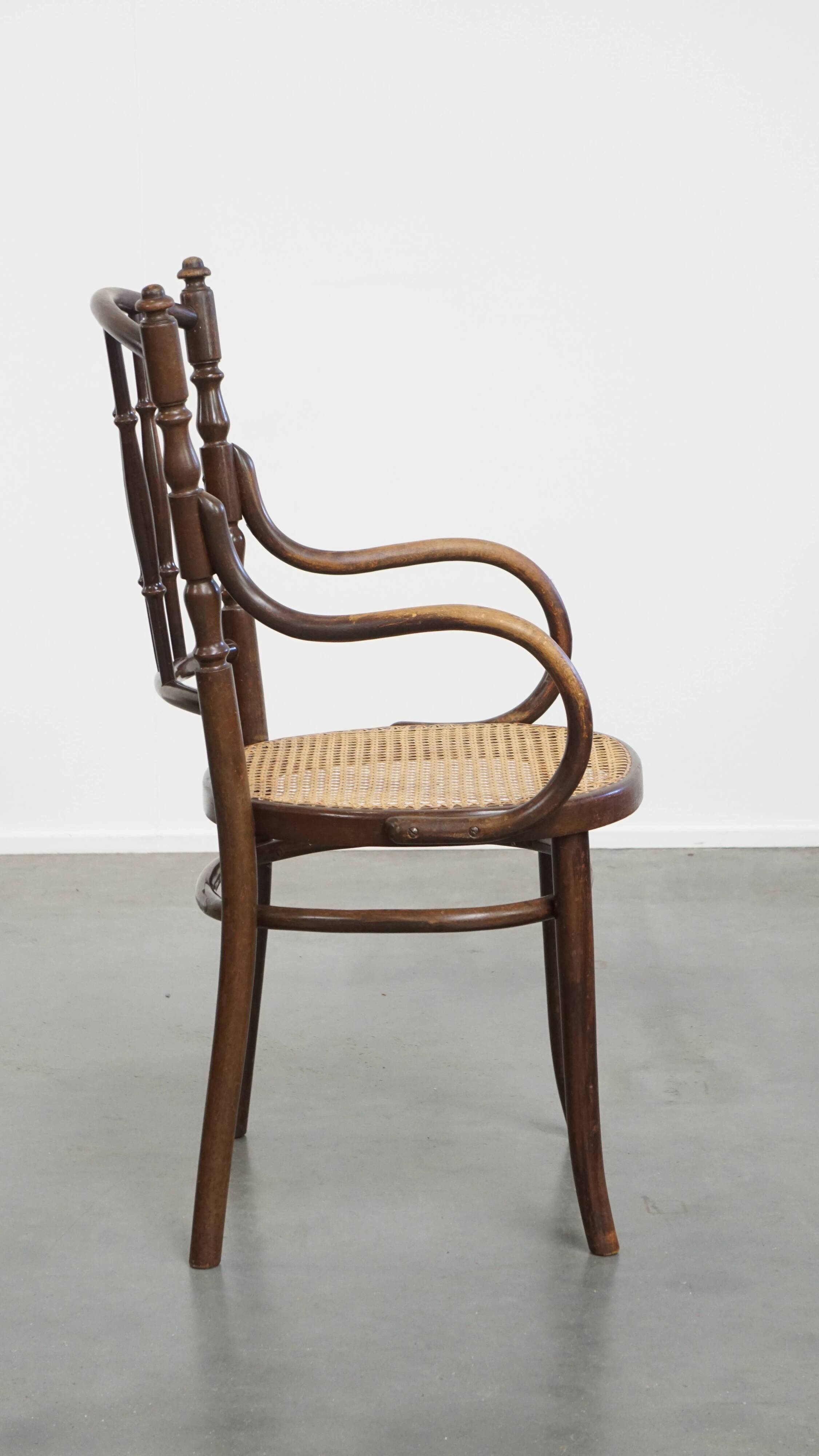 Original vintage Thonet bistro design chair with armrests