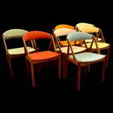 8 Scandinavian design chairs 1960s by Kai Kristiansen in solid teak "