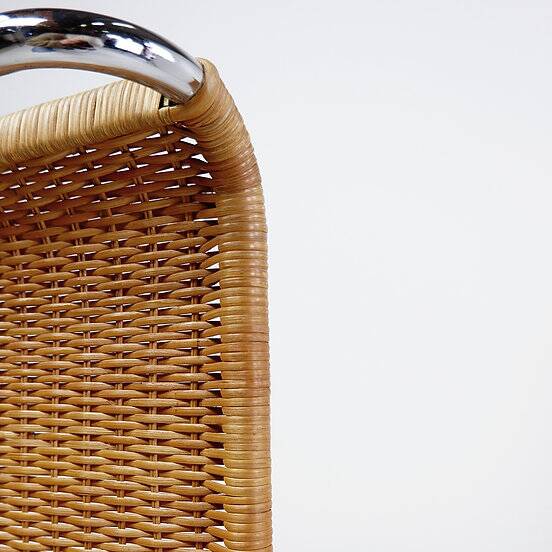 Pair of Cantilever chrome and Wicker Chairs Mies Van der Roye Style