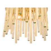 golden brass chandelier with crystal glass rods by C. Palme, Germany, 1970s.