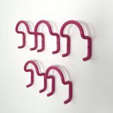 Set of 5 pink "taka" coat hooks by Cesare Rota Nodari for Acerbis, 1960