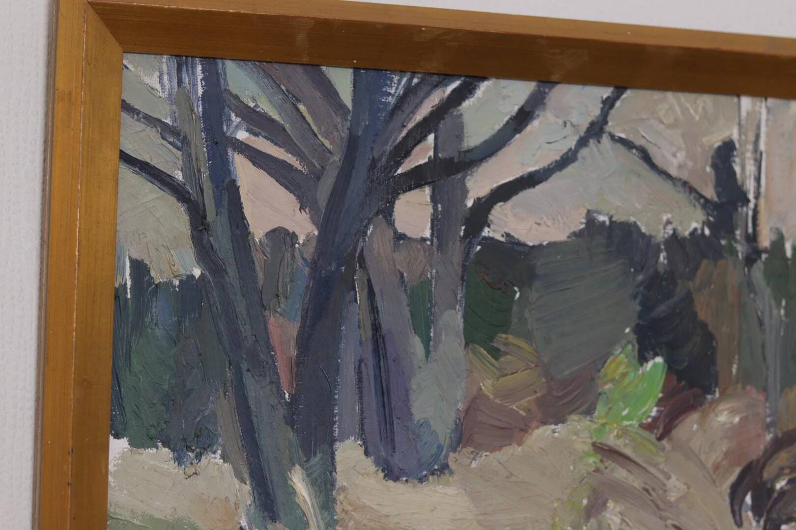 Mid Century Swedish Oil on Panel – “Abstract Woodland” by Bengt Crantz