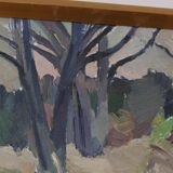 Mid Century Swedish Oil on Panel – “Abstract Woodland” by Bengt Crantz