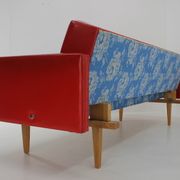 1970s Red Leatherette Sofa ,Czechoslovakia