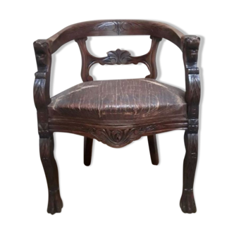 Late NINETEENTH Century Renaissance style office armchair in walnut