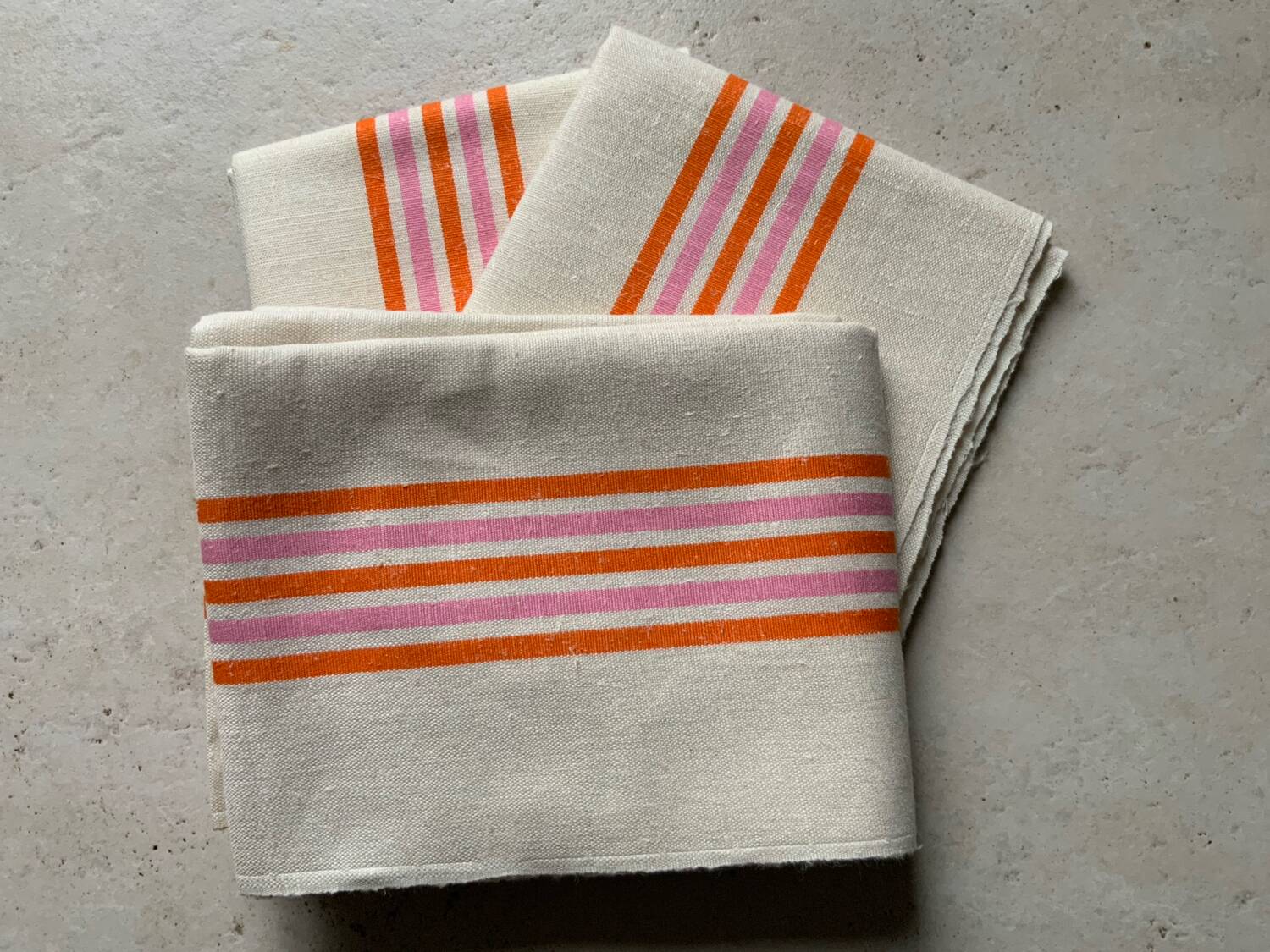 Trio of old new linen cotton XL mixed tea towels