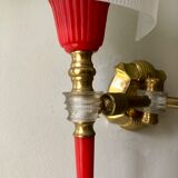 Double torch wall lamp red and gold rockabilly 1950
