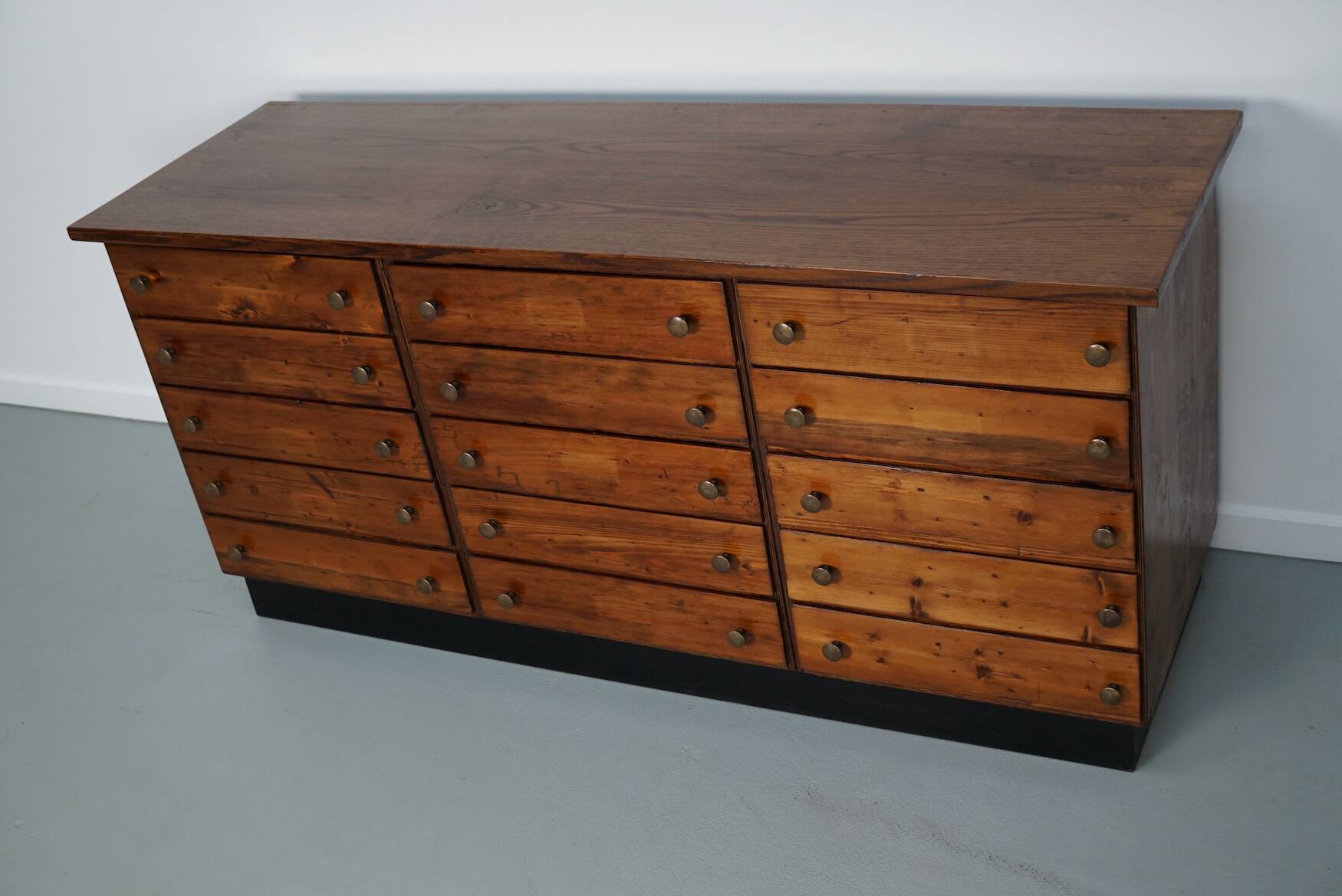 Vintage German pine & oak apothecary cabinet, 1950s