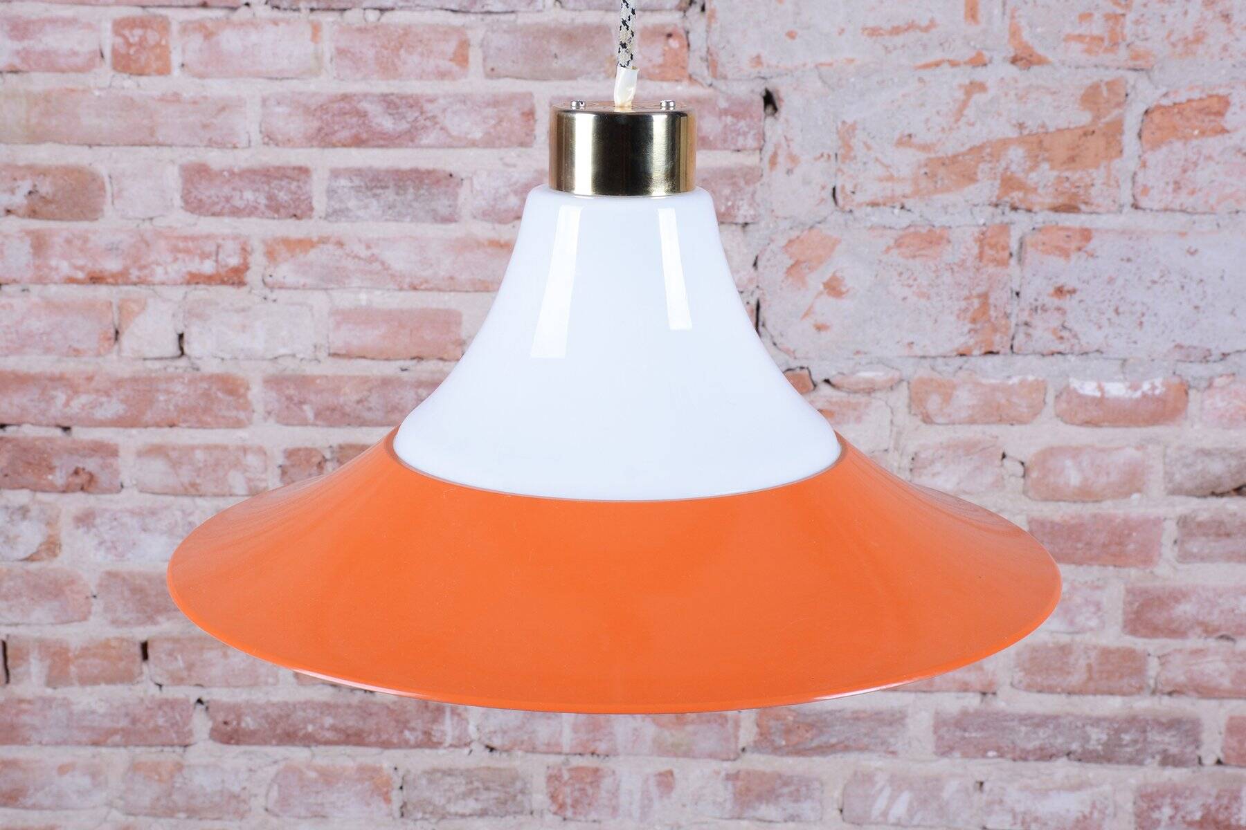 Mid-Century Chandelier in Brass and Lacquered Steel, Czech, 1960s