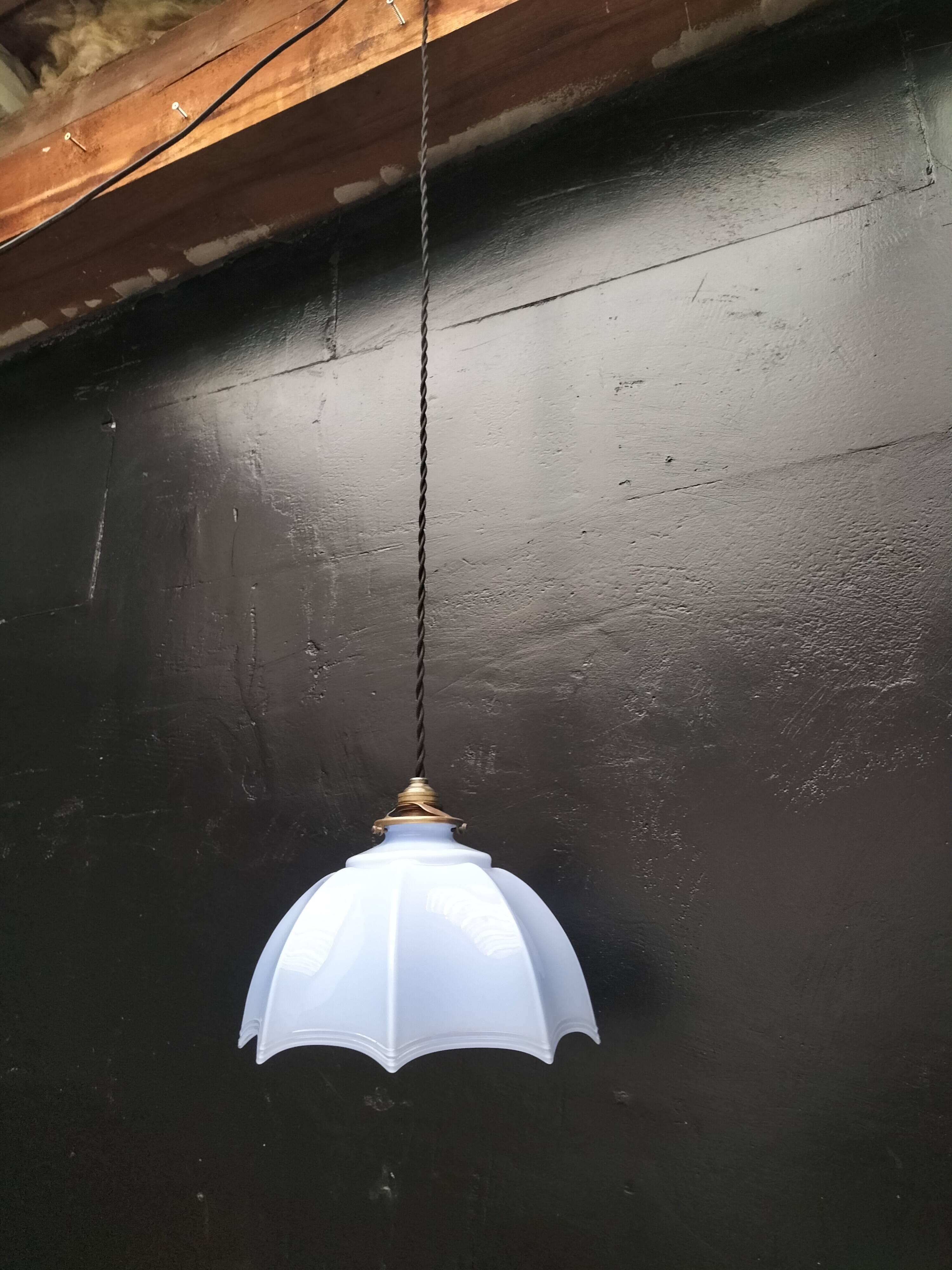 Blue opaline pendant light