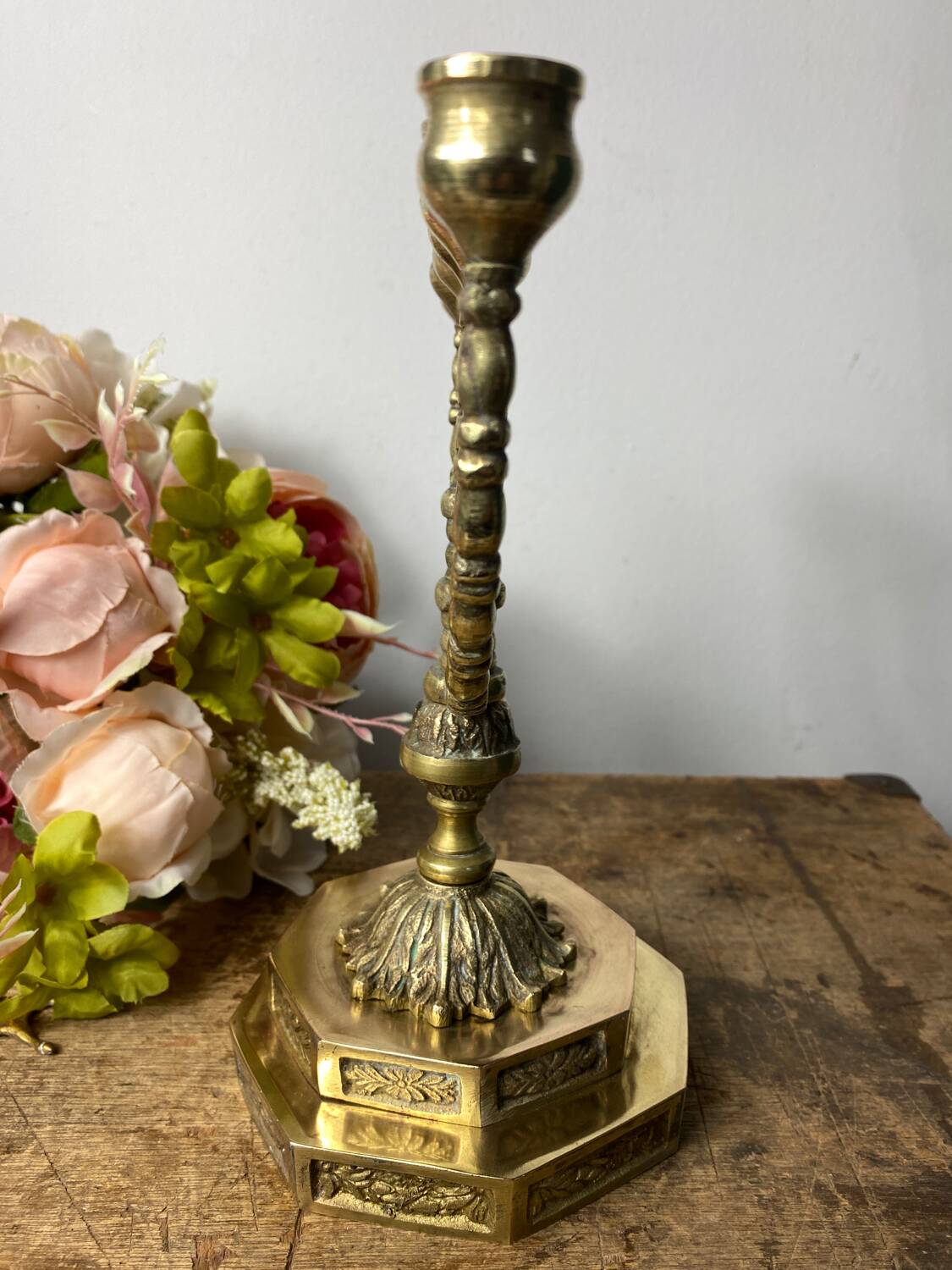 Candlestick, Seven-branched Menorah in brass