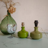 Pair of green vintage lamp feet
