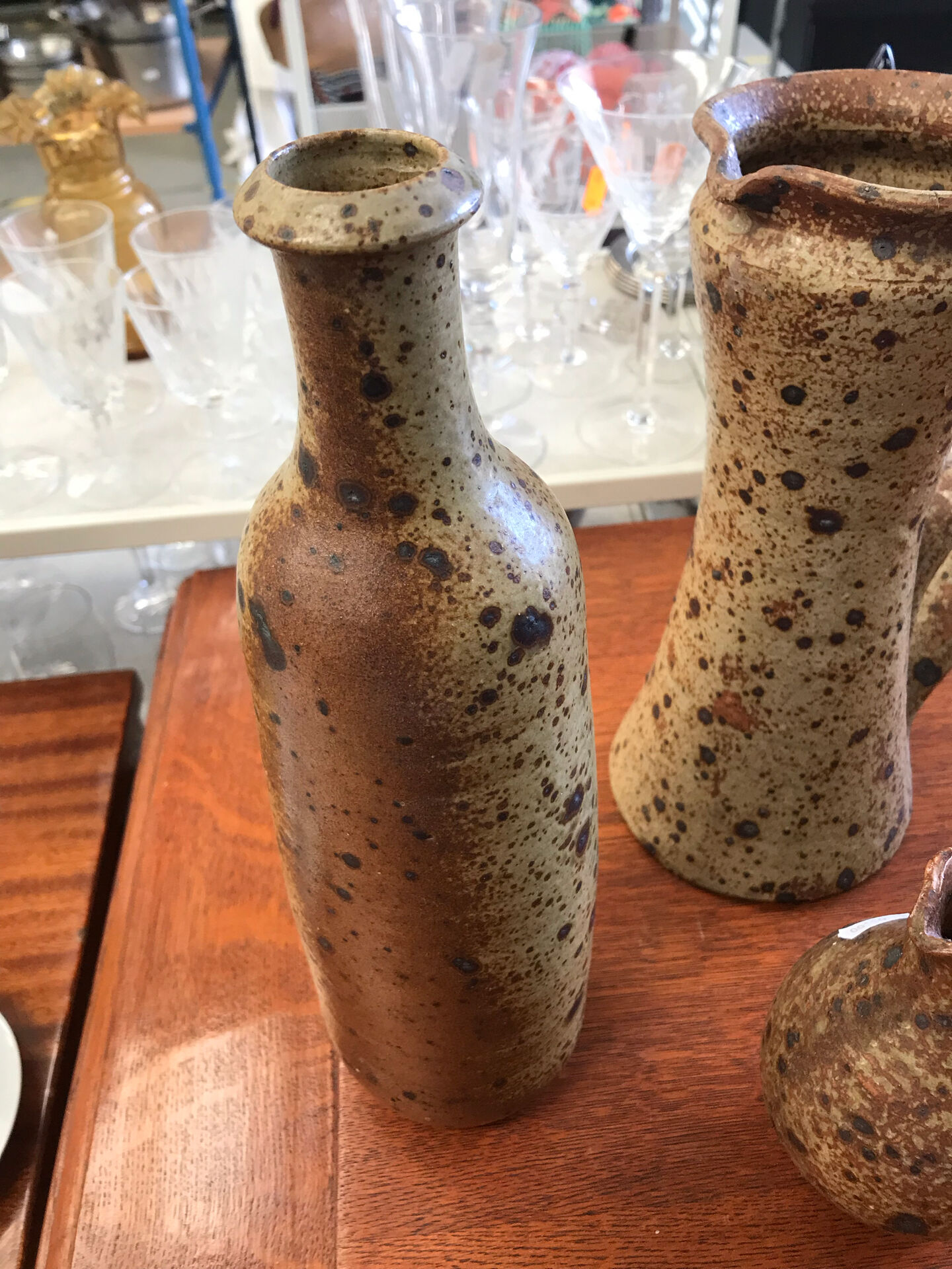 Lot de trois vases en grés pyrite
