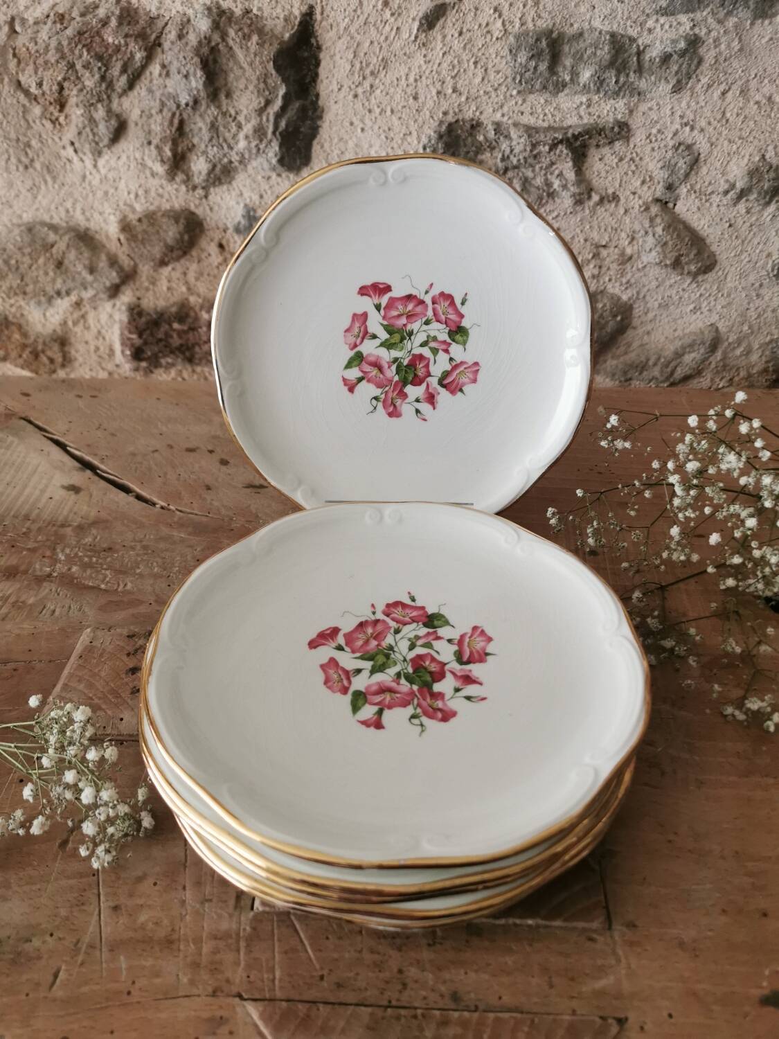 6 gien dessert plates, liseron