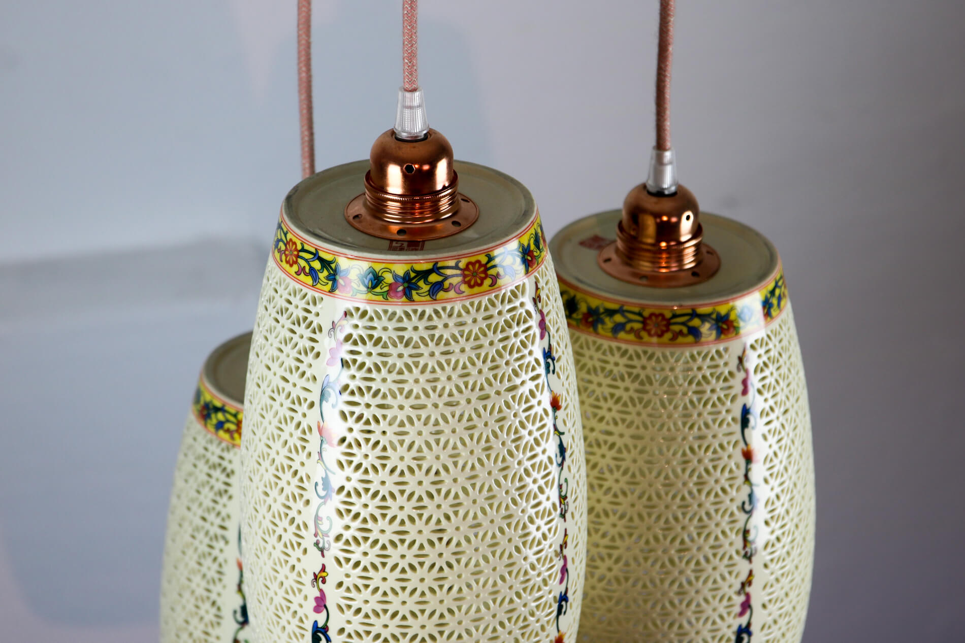 Ceramic pendant light 1980s, set of 3