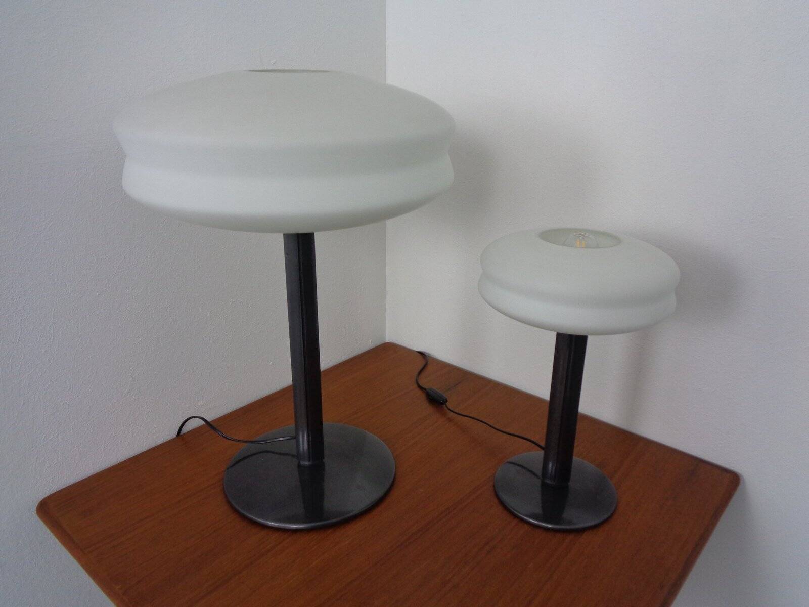 Italian Opal Glass Lamps by Stefano Marcato, Set of 2