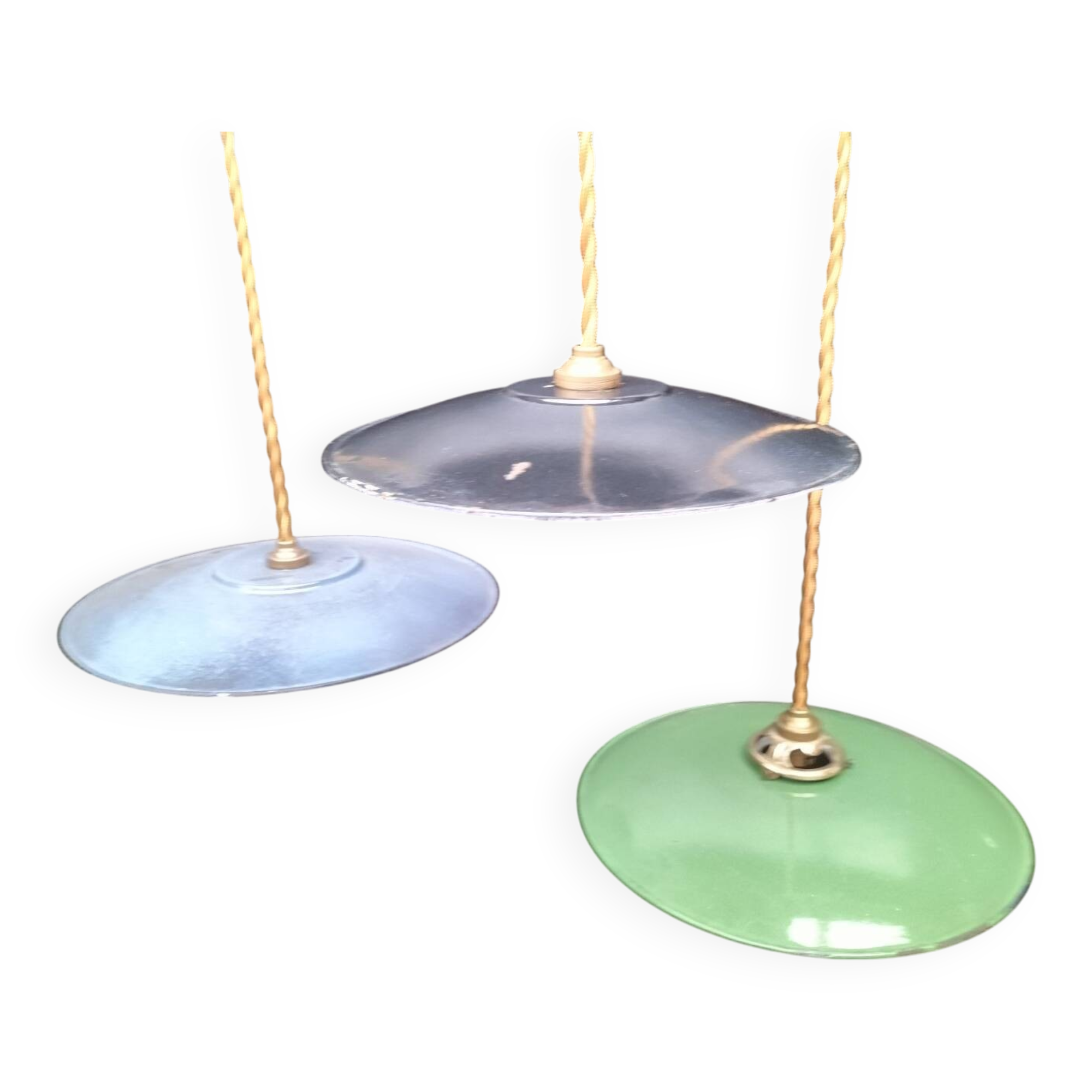 3 suspensions en tôles émaillées