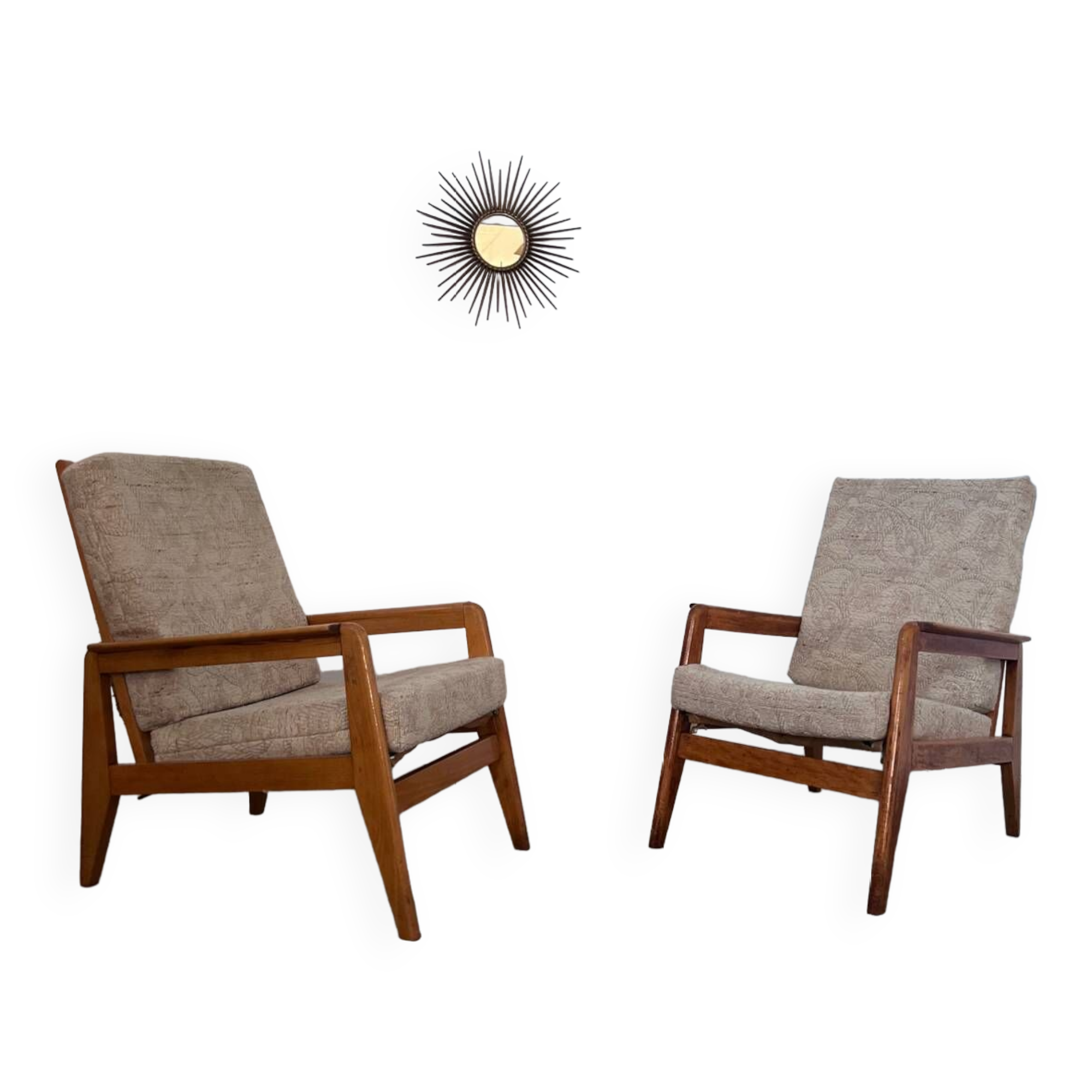 Lot 2 designer reconstruction rest armchairs from the 50s Free-Span / Guariche vintage