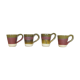 Set of 4 green and purple ceramic cups