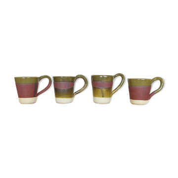 Set de 4 tasses en céramique verts et violets
