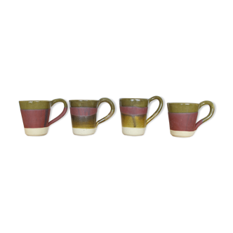 Set de 4 tasses en céramique verts et violets