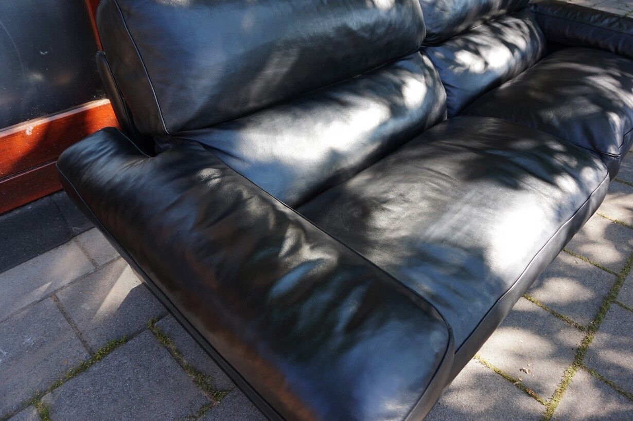 Black Leather Sofa by Tito Agnoli for Poltrona Frau, Italy, 1980s