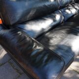 Black Leather Sofa by Tito Agnoli for Poltrona Frau, Italy, 1980s