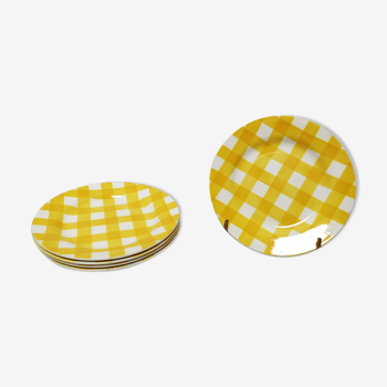 Digoin yellow Scottish dessert plates