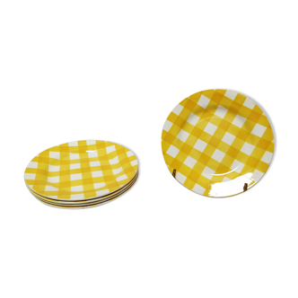 Assiettes à dessert écossais jaune Digoin