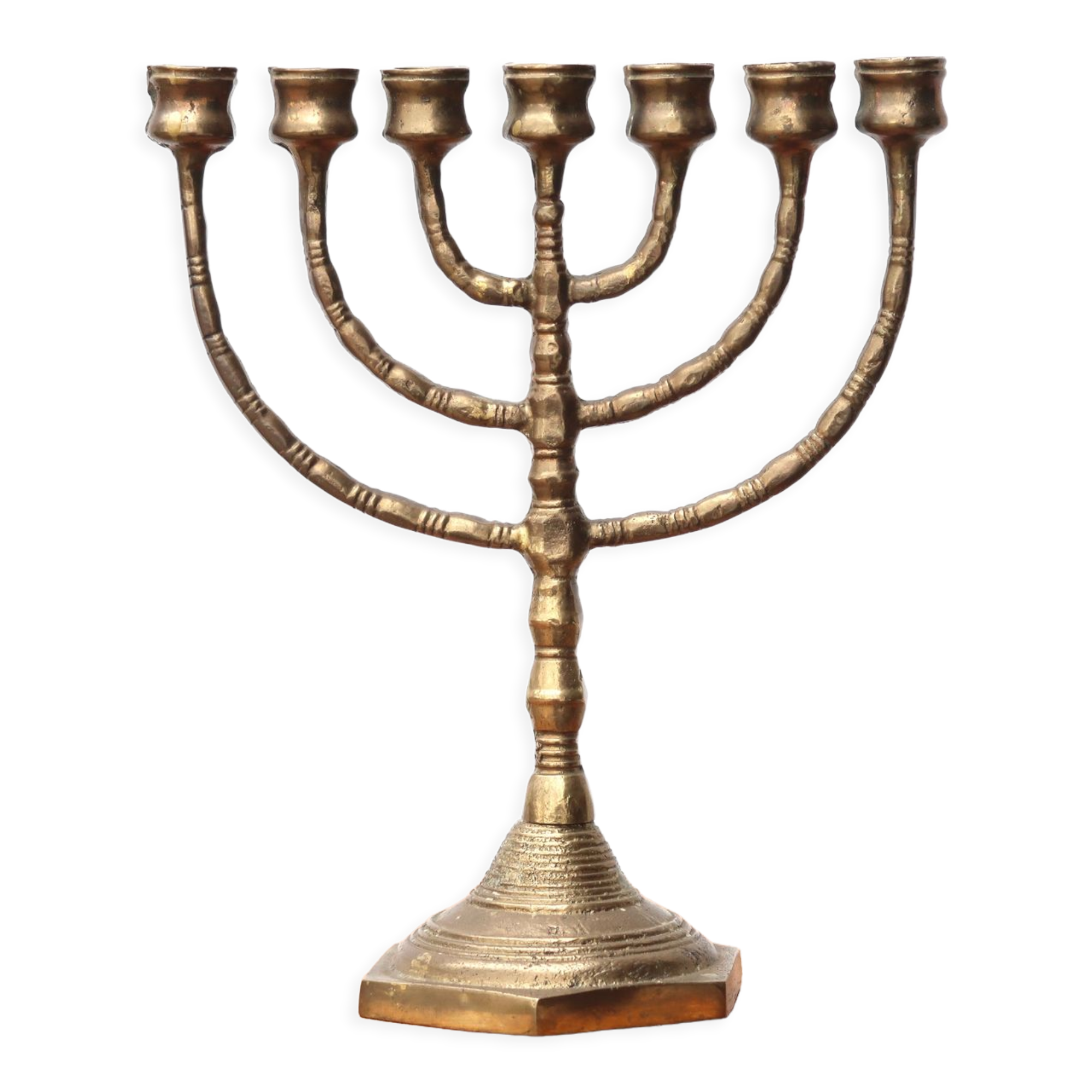 Menorah candle holder in brass or bronze, 60s