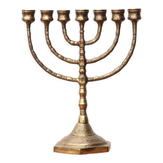 Bougeoir Menorah en laiton ou bronze années 60