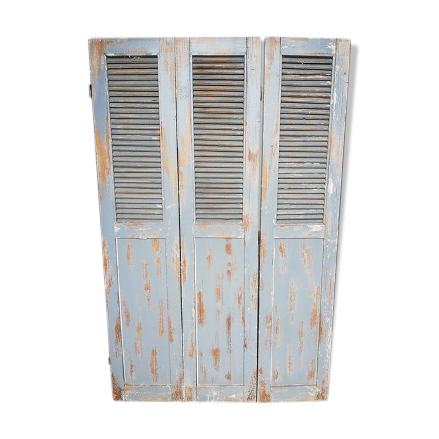 Lot 3 shutters door door carved painted patinated