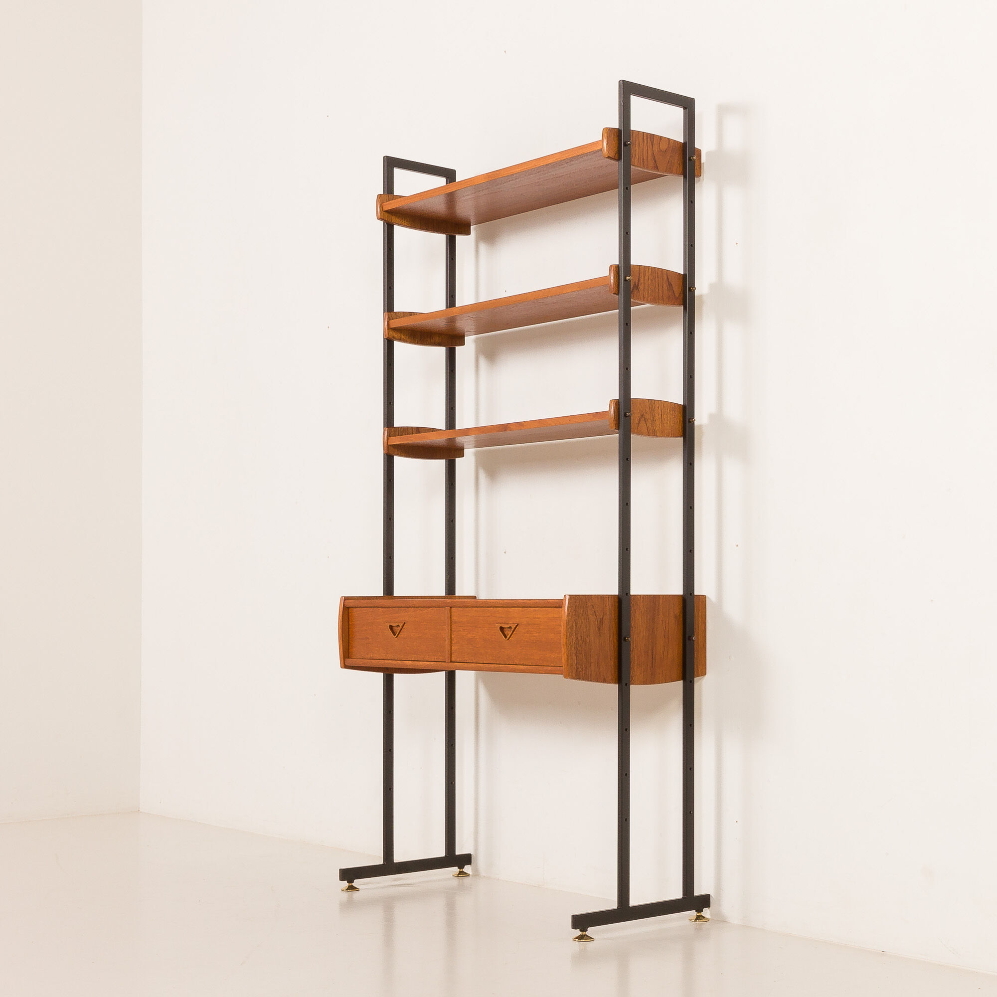 Italian mid-century desk shelving unit in teak, 1960s