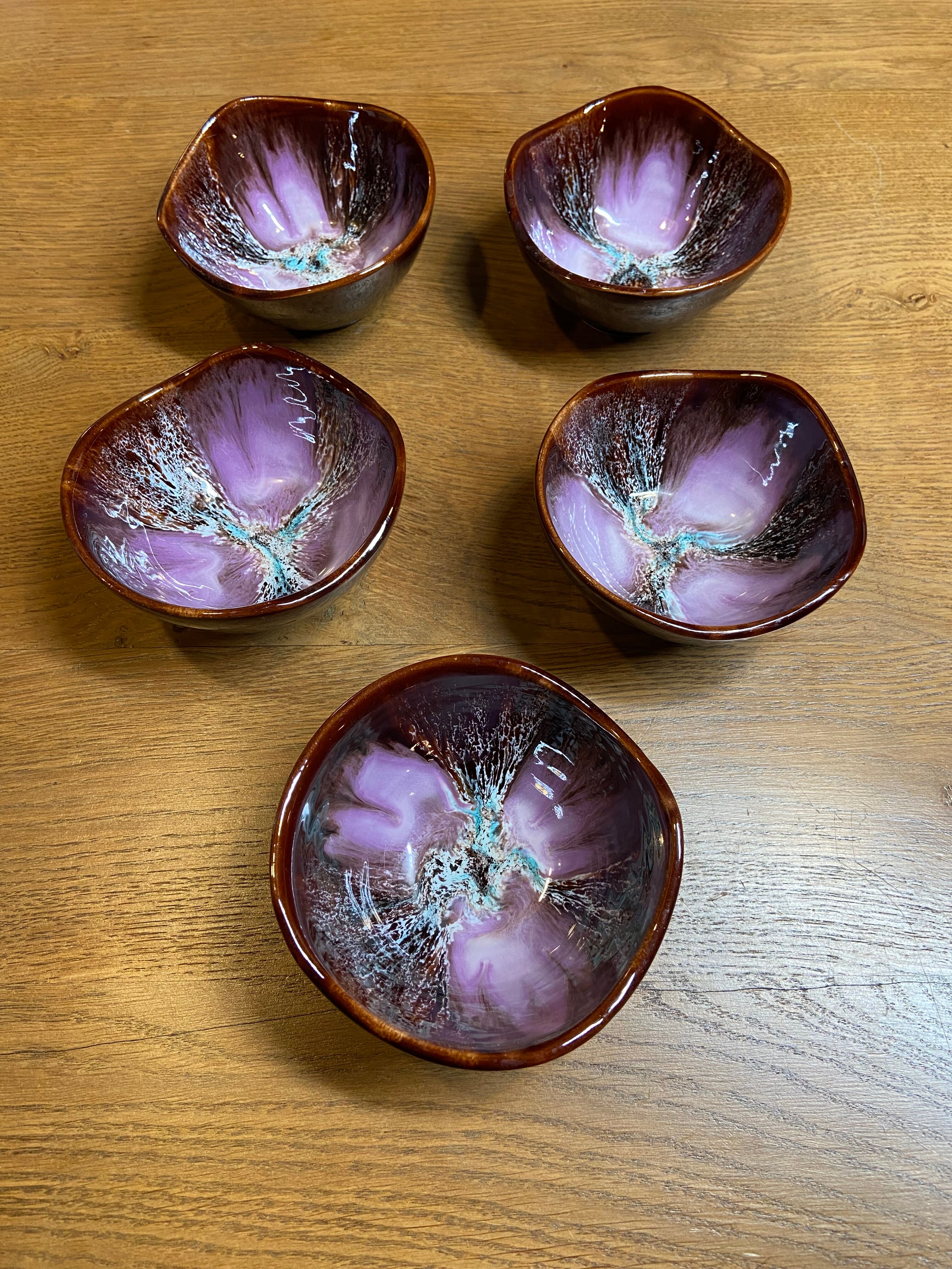 Set of 5 Vallauris ceramic bowls