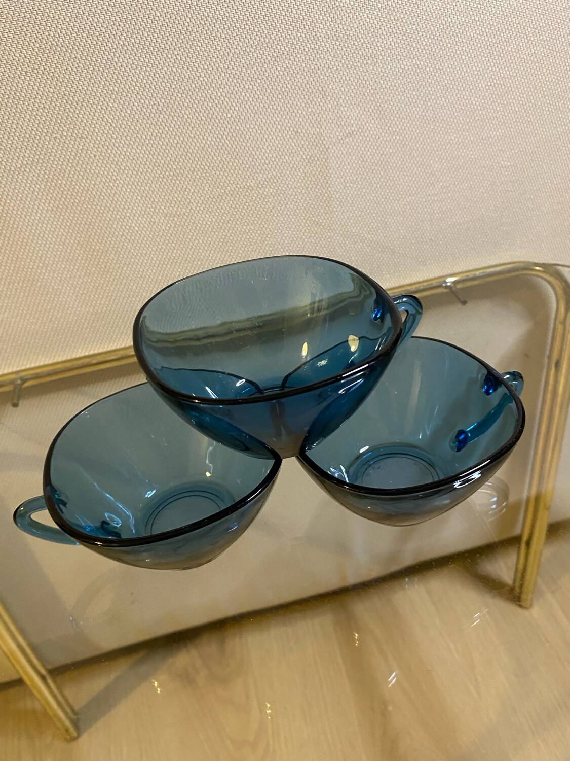 70s transparent blue coffee cups
