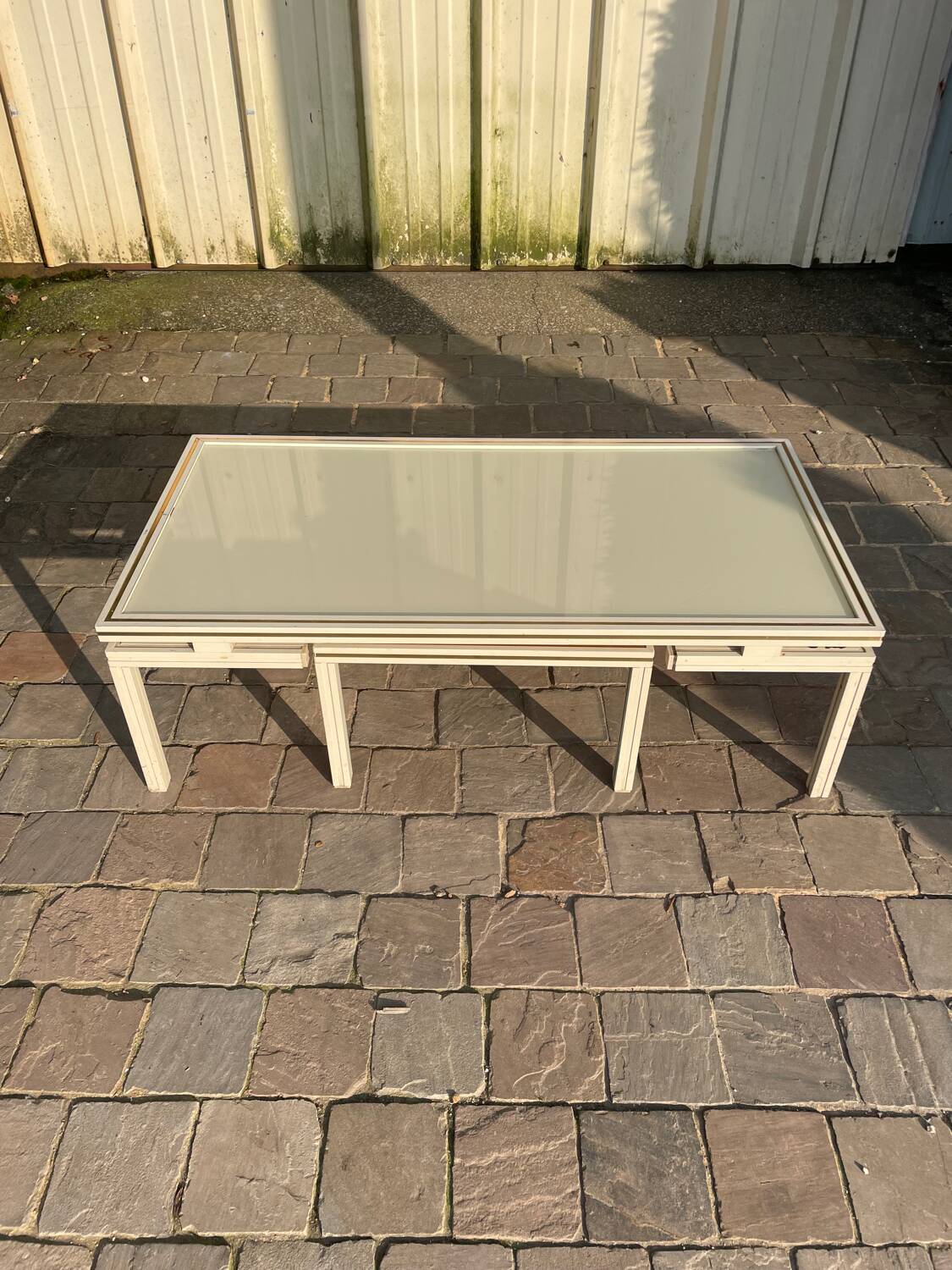 2 vintage 1970s ivory coffee tables