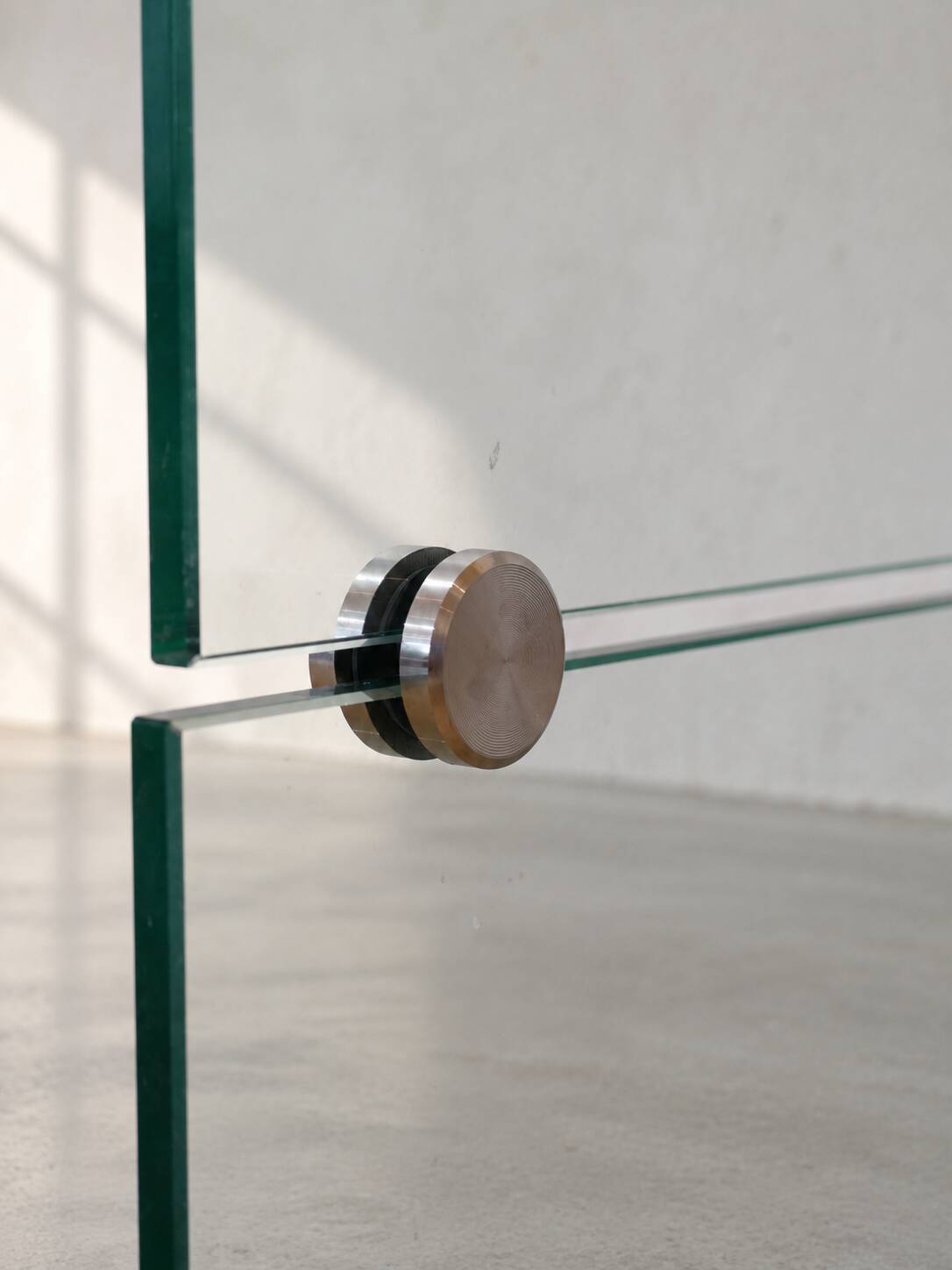 Glass coffee table on wheels
