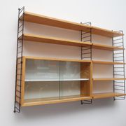 1960s wall unit in ash with vitrine, Nisse Strinning/Sweden