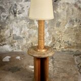 Large turned wood table lamp, France, 1950s