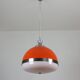 Grande suspension italienne (diamètre 50 cm) orange et blanche Space Age années 1960