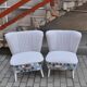 Set of 2 vintage multicoloured cocktail chairs in fabric and wood from the 1950s.