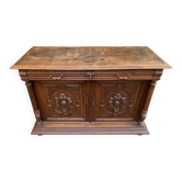 Henri II sideboard in carved wood, 1930.