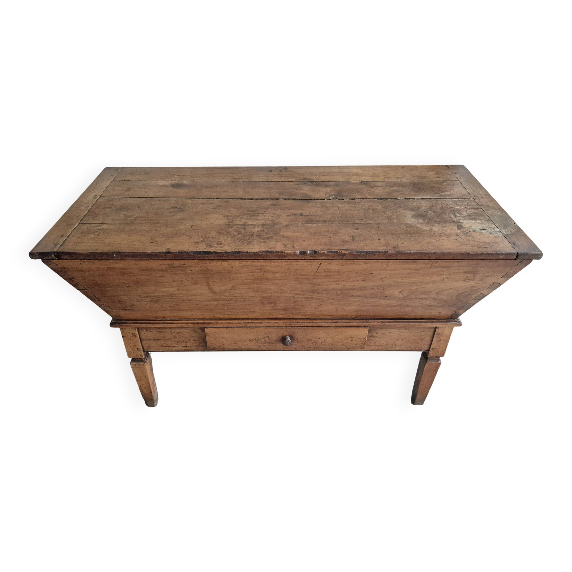 Old dough mixer/Massive wooden board with lid and drawer
