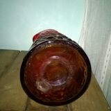 Pitcher - blown glass - two-tone red - orange - relief décor - 1.5l