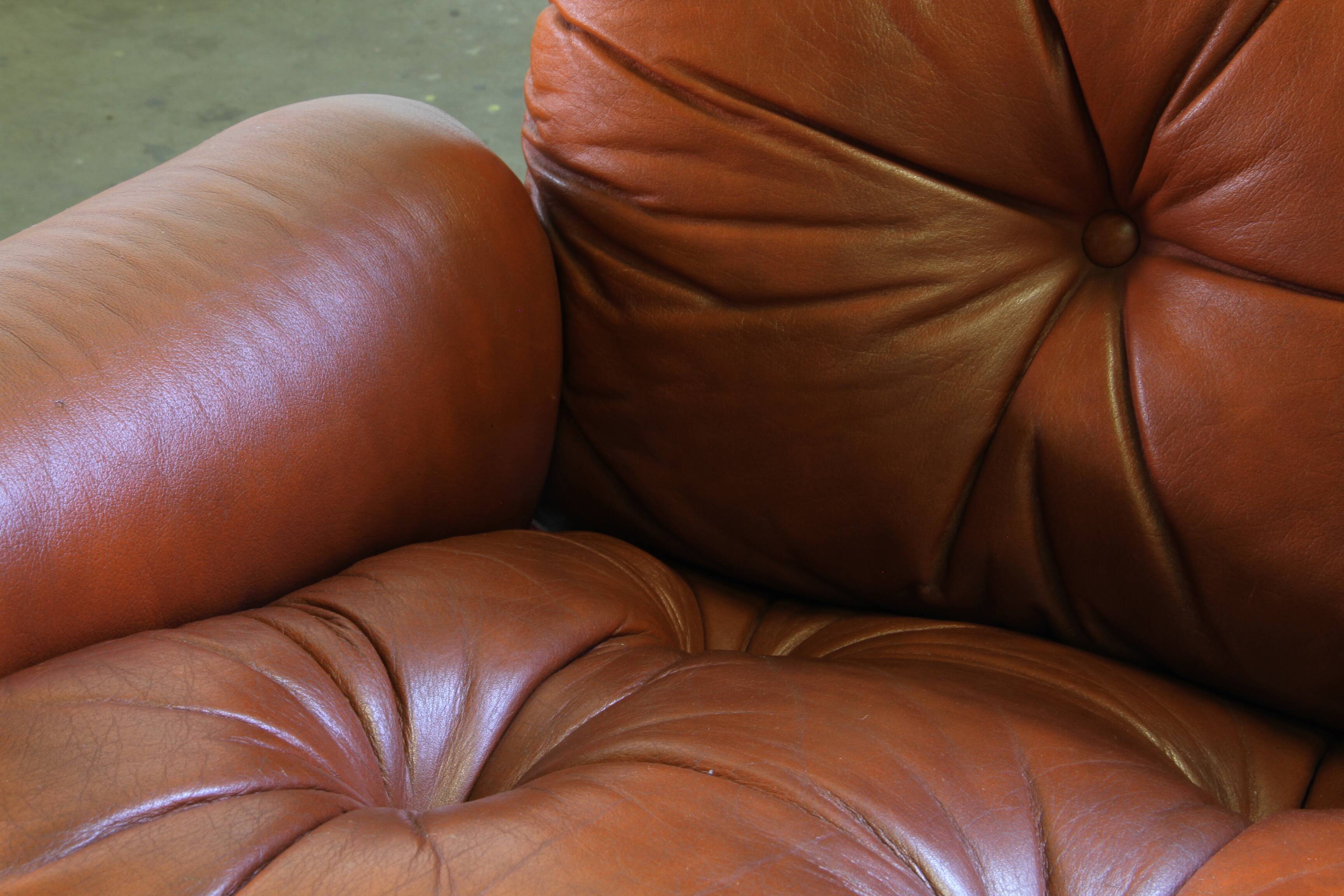 Vintage 1970s Leather Lounge Chairs by Elsa & Nordahl Solheim for Rybo Rykk