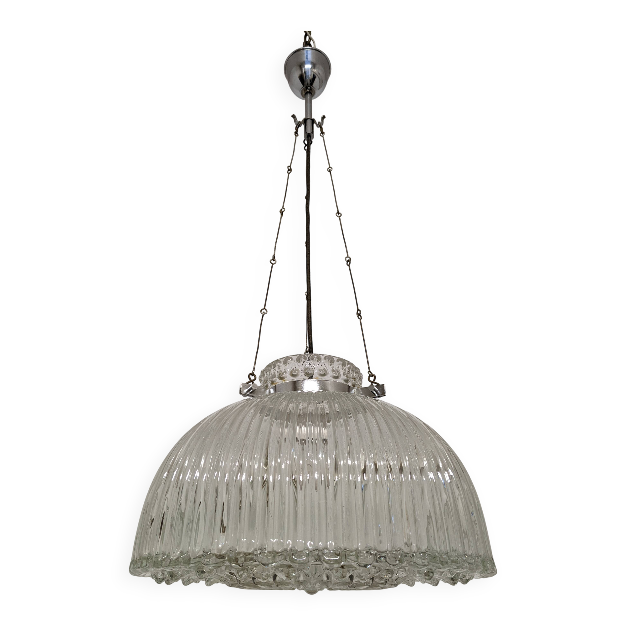 Suspension dôme XL en verre soufflé, Italie vers 1960