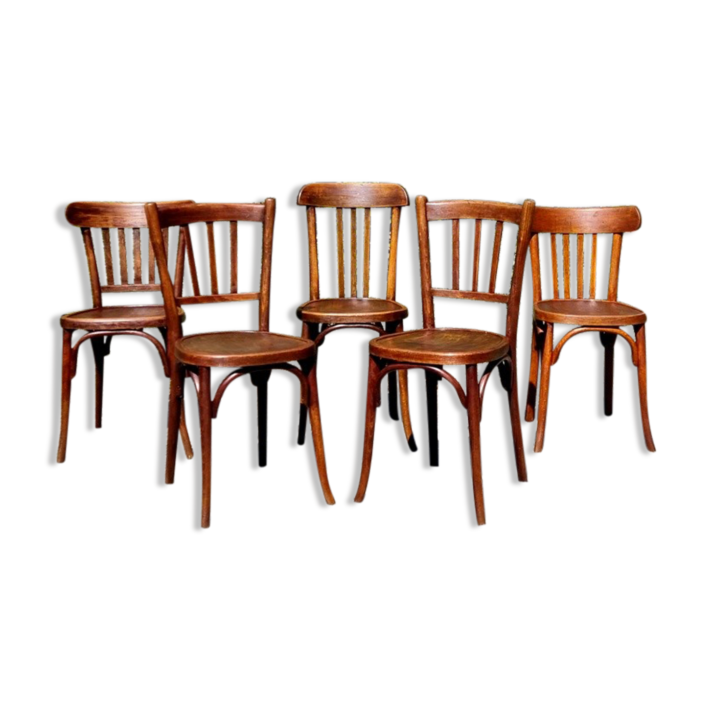 Mix 5 bistro chairs including Baumann 30s