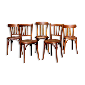 Mix 5 bistro chairs including Baumann 30s