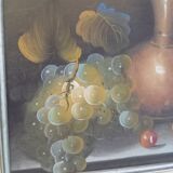 Oil on canvas painting still life with grapes, signed Burnett