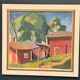 Original Swedish Oil On Canvas – “Red Barns” By L. Wuariner – Vintage & Framed